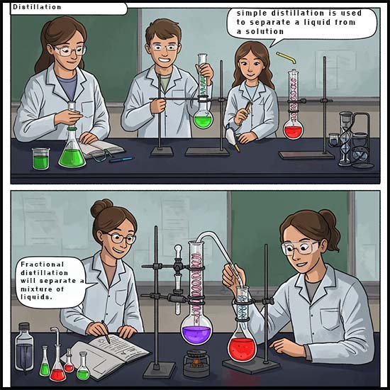 Students acrrying out a distillation experiment